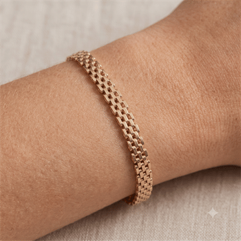Murstens 14 karat massivt guld armbånd, 18½ cm og 5 rækker (5,0 mm)