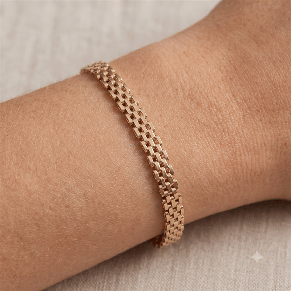 Murstens 14 karat massivt guld armbånd, 18½ cm og 5 rækker (5,0 mm)