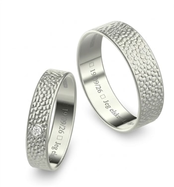 Sterling sølv Nuran Design Selv ringe med 0,02 ct diamant i dameringen og kugleslået overflade