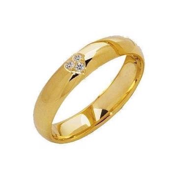 Elegant 14 karat fingerring med 0,03 ct diamanter i hjerte