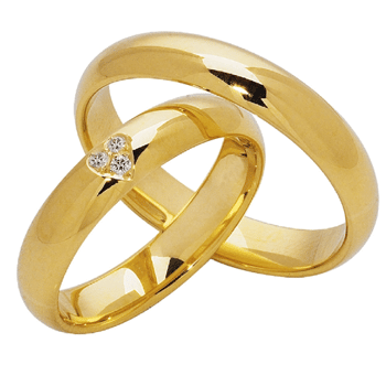 Vielsesringe True Love 14 kt med hjerte diamanter