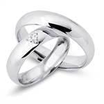 Dreaming Love Sterling sølv vielsesringe på 5 mm med blank overflade og zirkonia i hjerte
