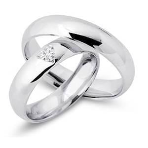 Dreaming Love Sterling sølv vielsesringe på 5 mm med blank overflade og zirkonia i hjerte