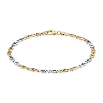 Ocean 1, 14 karat 2 farvet guld armbånd, 3,3 mm - 17-21 cm