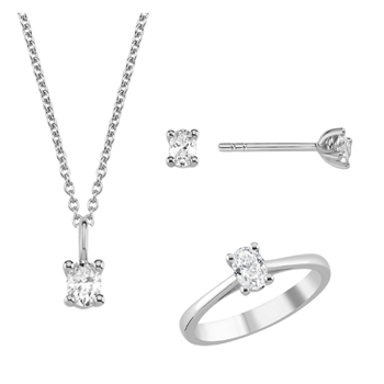 14 kt hvidguld The One Oval smykkesæt med i alt 0,92 ct Diamant Wesselton SI