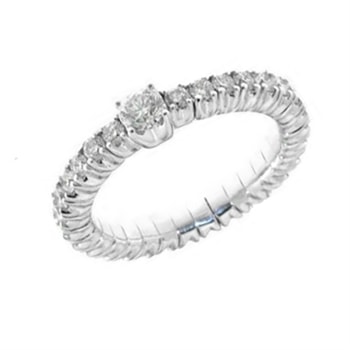 18 kt hvidgulds Flexring med 0,20 ct center sten og 0,05 ct hele vejen rundt