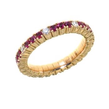 18 kt rødgulds Flex Alliance ring med 0,24 ct diamanter & 0,83 ct naturlige rubiner