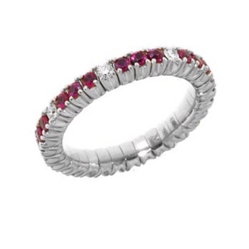 18 kt hvidgulds Flex Alliance ring med 0,24 ct diamanter & 0,83 ct naturlige rubiner