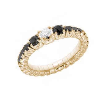 18 kt rødgulds Flex Alliance ring med 0,15 ct diamant & 1,14 ct sorte diamanter