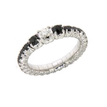 18 kt hvidgulds Flex Alliance ring med 0,15 ct diamant & 1,14 ct sorte diamanter