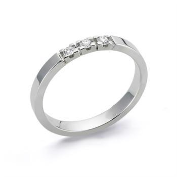 Nuran 14 kt hvidguld diamant alliance ring, fra Nuran Classic serien med 3 stk 0,07 ct diamanter Wesselton / SI