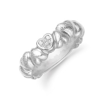 Aagaard Hjerteringe ring i 14 karat hvidguld med 2 x 0,007 ct + 5 x 0,004 ct diamanter