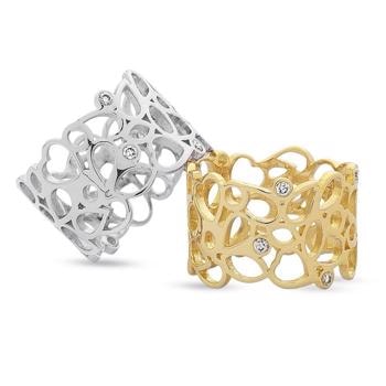 14 karat guld ringe med 6 x 0,02 ct diamanter og hjerter