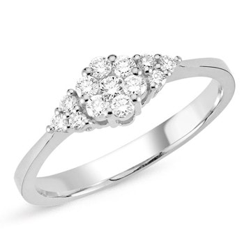 Nuran 14 kt hvidguld fingerring, fra Lilja serien med 13 Diamanter Wesselton SI