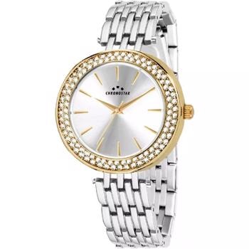 Majesty Børstet/poleret rustfrit stål quarts dame ur fra Chronostar, R37532572503