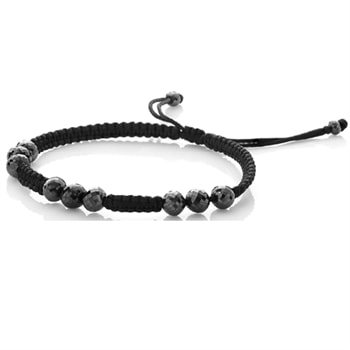 Knyttet sort diamant armbånd med 19,50 ct sorte facet diamant kugler