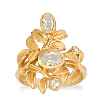 Rabinovich GLOWING LEAVES forgyldt sterling sølv ring med topaser