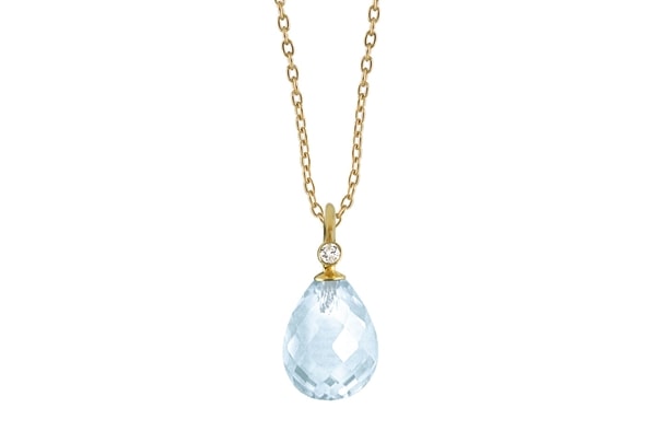 Guld collier, blå topas - Contessa