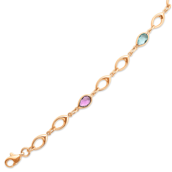 8 kt guldarmbånd med amethyst og topas, 19 cm