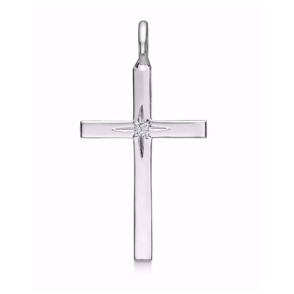 Sølv kors med zirkonia (29x18 mm)-GSD