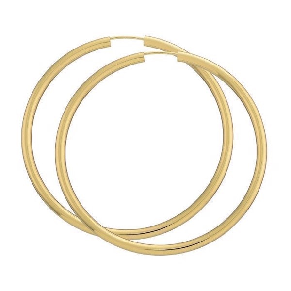 BNH Dame Blanke Forgyldt Sterling Sølv Øre Creoler, Ø 60 mm x 3,0 mm