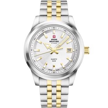 Military  Forgyldt stål og stål quartz herre ur fra Swiss Militay By Chrono, SM34094.04