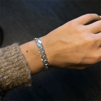 Stor-Panser Facet-sølv armbånd
