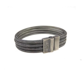 4 dbl Foxtail Silver Design sterling sølv armbånd oxideret 21 cm