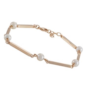 Siersbøl 8 karat guld pind & perle armbånd, 18+2 cm og 5 mm perler
