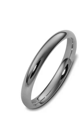 Smalle Titanium Vielsesringe, blankpoleret, 3 mm bred - SINGLE