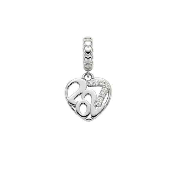 Christina Year 2027 sølv charm 4 mm hjertesmykke