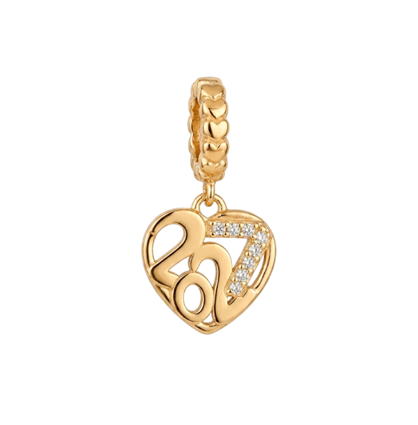 Christina Year 2027 hjerte charm 6 mm forgyldt sølv
