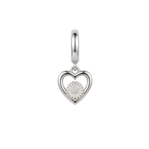 Marguerite Flower Love charm 6 mm sølv , fra Christina Jewelry & Watches