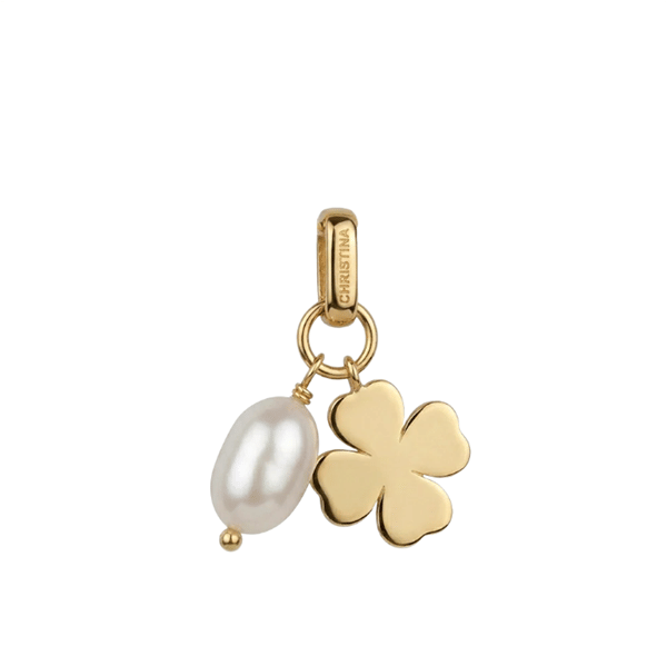 Clover and Pearl vedhæng forgyldt sølv , fra Christina Jewelry & Watches