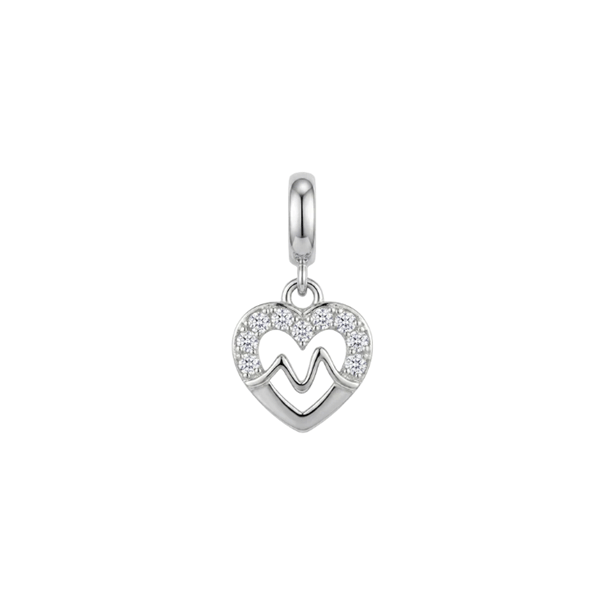 Beating Heart charm 4 mm sølv , fra Christina Jewelry & Watches