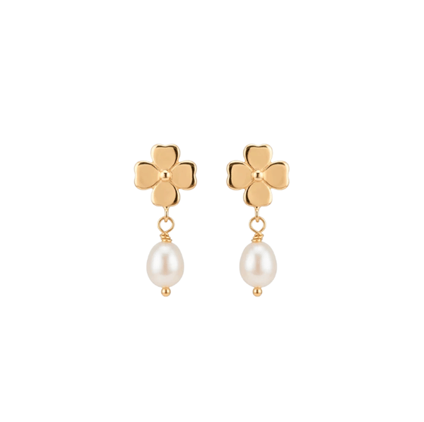 Clover and Pearl ørestikker forgyldt søl, fra Christina Jewelry & Watches