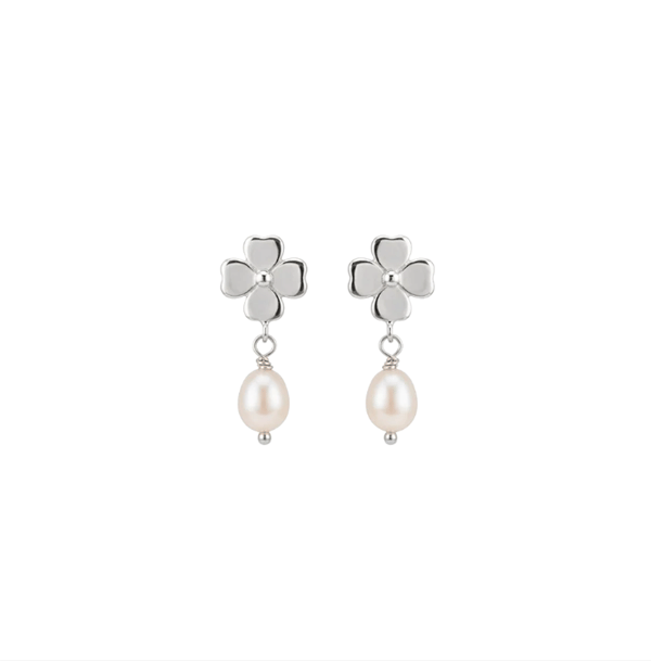 Clover and Pearl ørestikker sølv , fra Christina Jewelry & Watches