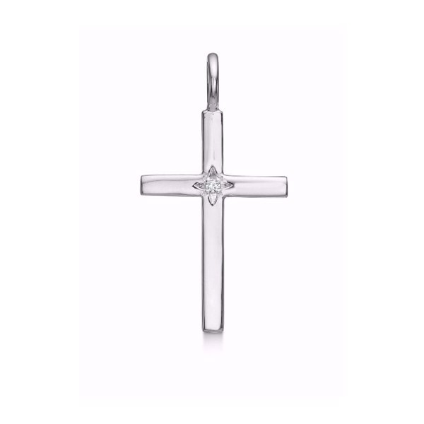 Sølv kors med zirkonia (22x15 mm)-GSD