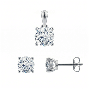 14 kt hvidguld Luxury Solitaire smykkesæt med i alt 2,00 ct Labgrown diamant Top Wesselston VS2