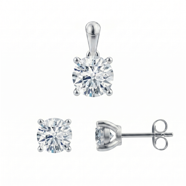 14 kt hvidguld Luxury Solitaire smykkesæt med i alt 2,00 ct Labgrown diamant Top Wesselston VS2