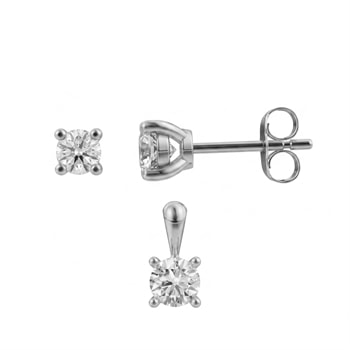 14 kt hvidguld Luxury Solitaire smykkesæt med i alt 0,50 ct Labgrown diamant Top Wesselston VS2
