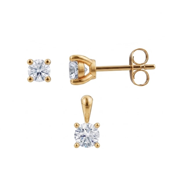14 kt guld Luxury Solitaire smykkesæt med i alt 0,50 ct Labgrown diamant Top Wesselston VS2