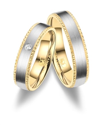 Marrya Titanium med forgyldning Vielsesringe med 1 stk Zirkonia