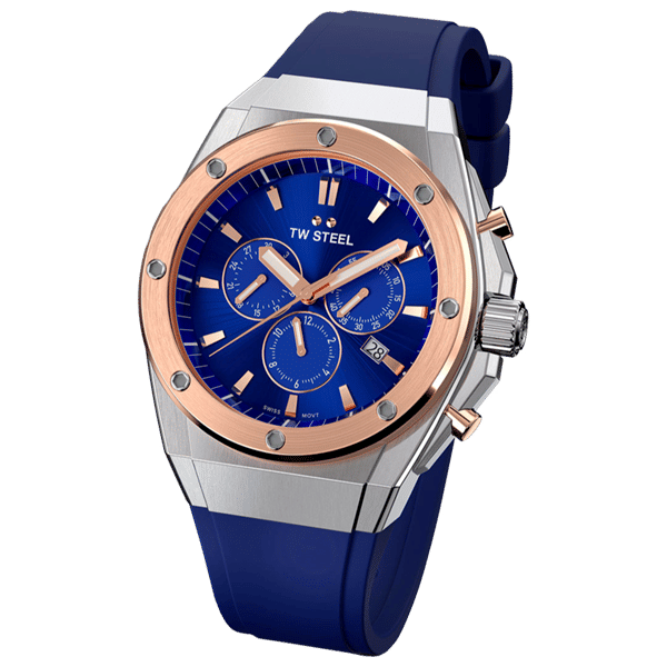 CEO TECH 44mm 44 mm Mat marineblå Swiss multifuntions quarts med chrono Herre ur fra TW Steel