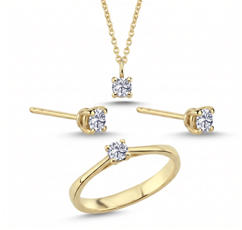 14 kt guld The One smykkesæt med i alt 0,72 ct Diamant Wesselton SI