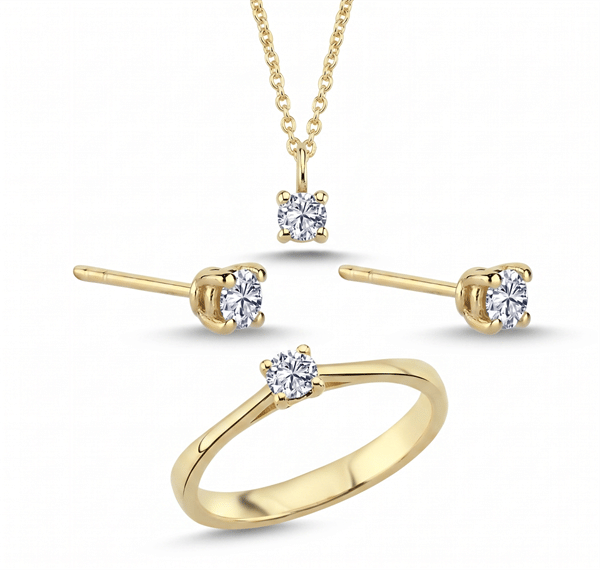 14 kt guld The One smykkesæt med i alt 0,72 ct Diamant Wesselton SI