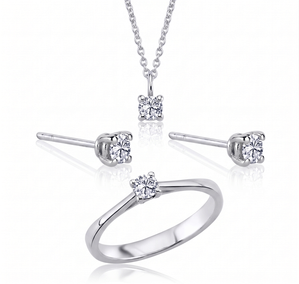 14 kt hvidguld The One smykkesæt med i alt 0,72 ct Diamant Wesselton SI
