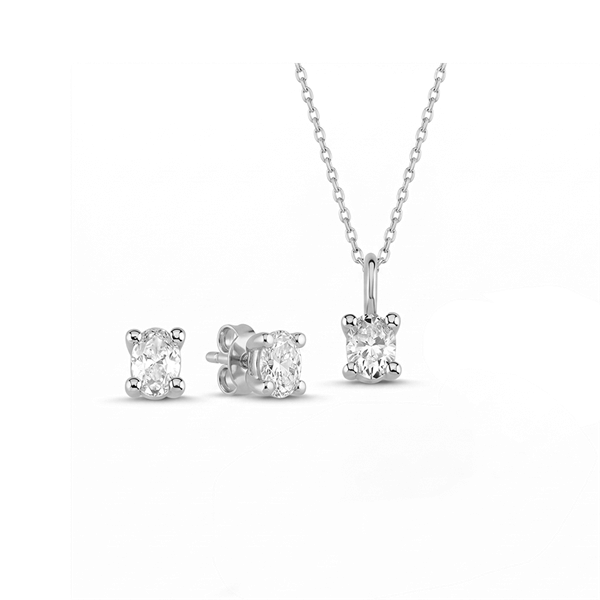 14 kt hvidguld The One Oval smykkesæt med i alt 0,69 ct Diamant Wesselton SI