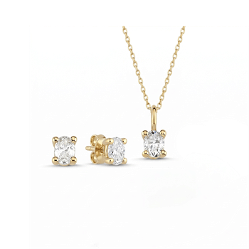 14 kt guld The One Oval smykkesæt med i alt 0,69 ct Diamant Wesselton SI