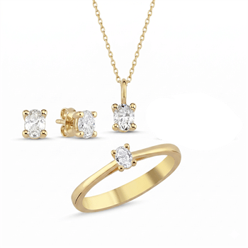 14 kt guld The One Oval smykkesæt med i alt 0,92 ct Diamant Wesselton SI